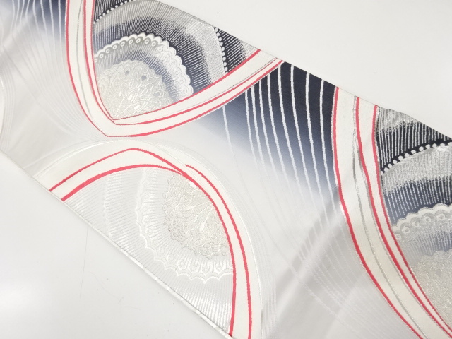 JAPANESE KIMONO / ANTIQUE FUKURO OBI / SILK / WOVEN FLORAL CREST